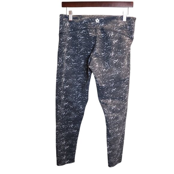 #788 Tuff Athletics Women's Large Workout Bottoms Black/Gray Leggings - Picture 3 of 4